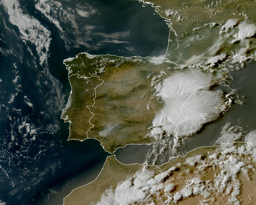 Imagen de satélite. Poco nuboso con tormentas en el Este y Rioja Baja