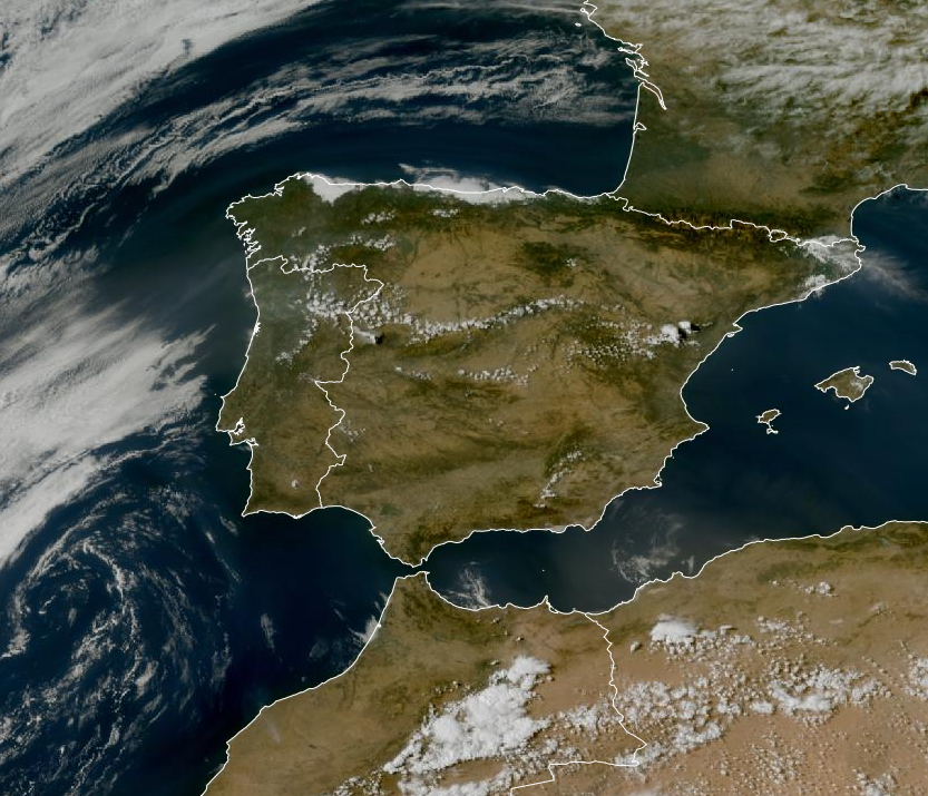 Imagen de satélite. Poco nuboso o despejado