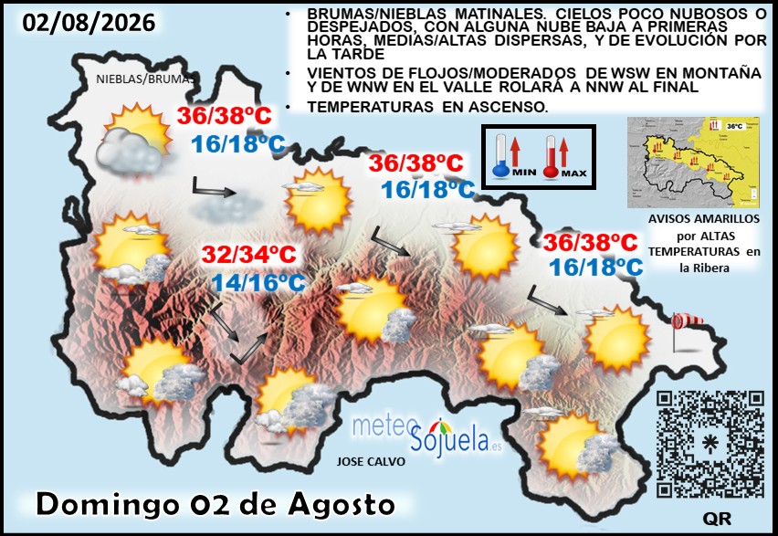 Mapa del tiempo en La Rioja. Meteosojuela
