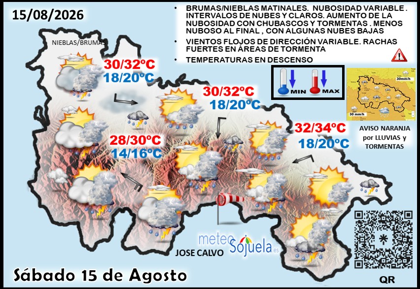 Mapa del tiempo en La Rioja. Meteosojuela