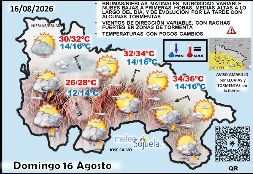 Mapa del tiempo en La Rioja. Meteosojuela