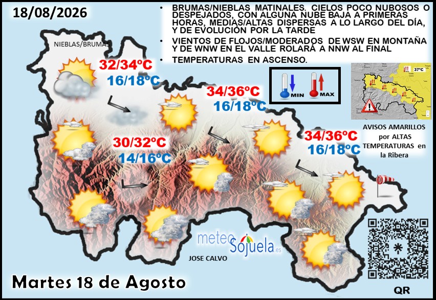 Mapa del tiempo en La Rioja. Meteosojuela