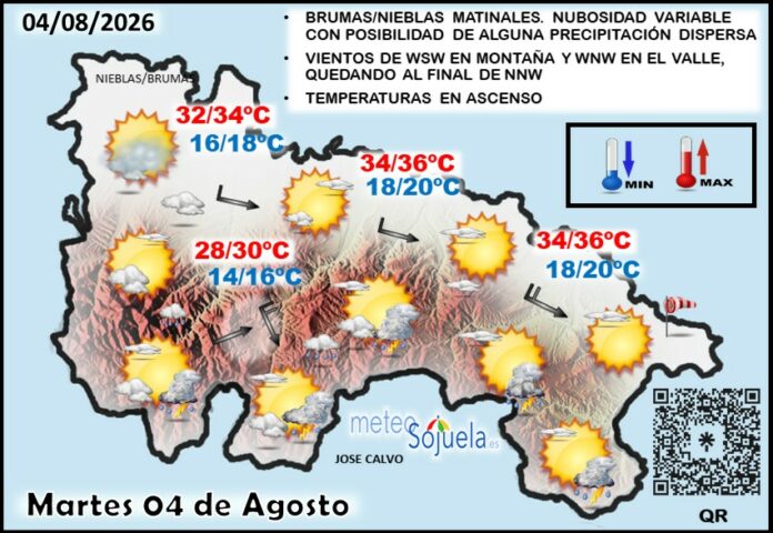 Mapa del tiempo en La Rioja. Meteosojuela