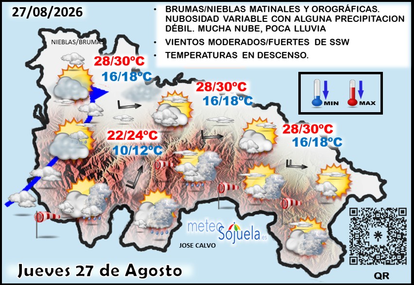 Mapa del tiempo en La Rioja. Meteosojuela