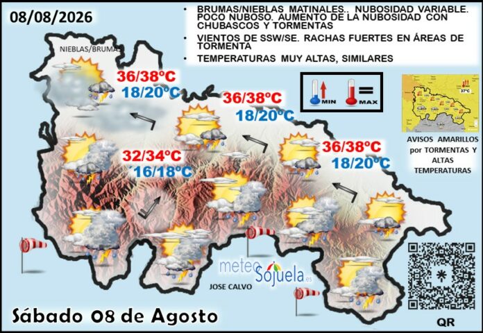 Mapa del tiempo en La Rioja. Meteosojuela