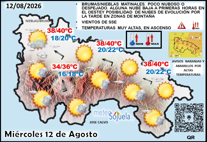 Mapa del tiempo en La Rioja. Meteosojuela