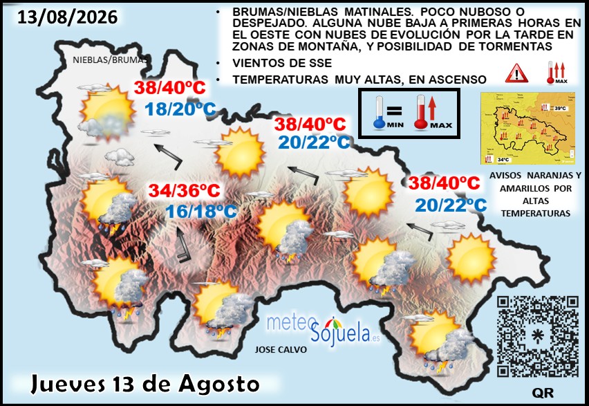 Mapa del tiempo en La Rioja. Meteosojuela