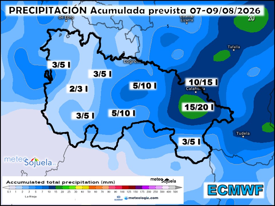 Precipitación Acumulada según ECMWF Meteosojuela La Rioja