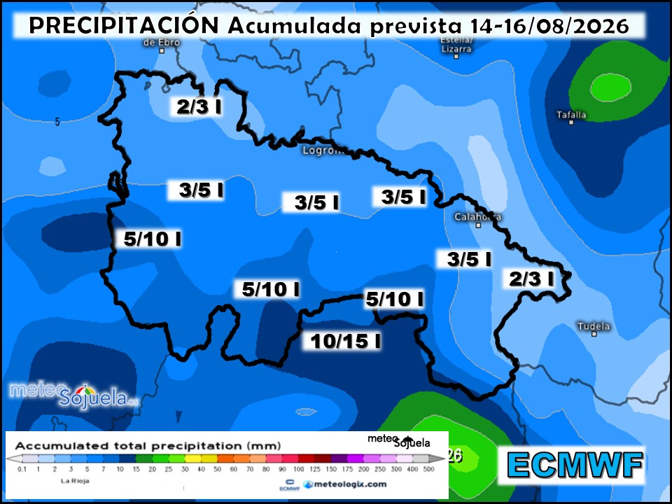 Precipitación Acumulada según ECMWF Meteosojuela La Rioja