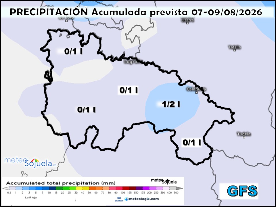 Precipitación Acumulada según GFS Meteosojuela La Rioja
