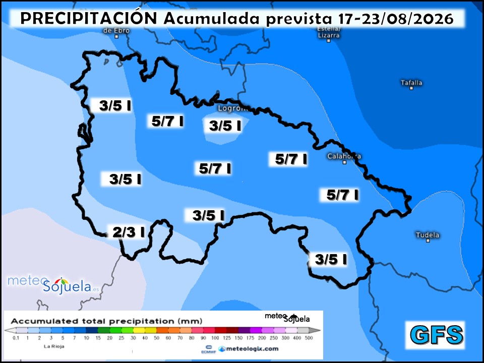 Precipitación Acumulada según GFS Meteosojuela La Rioja