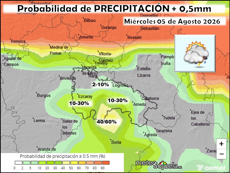 Probabilidad de precipitación según AEMET