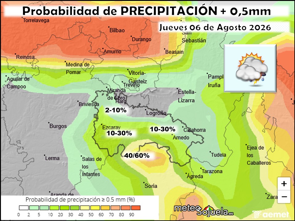 Probabilidad de precipitación según AEMET