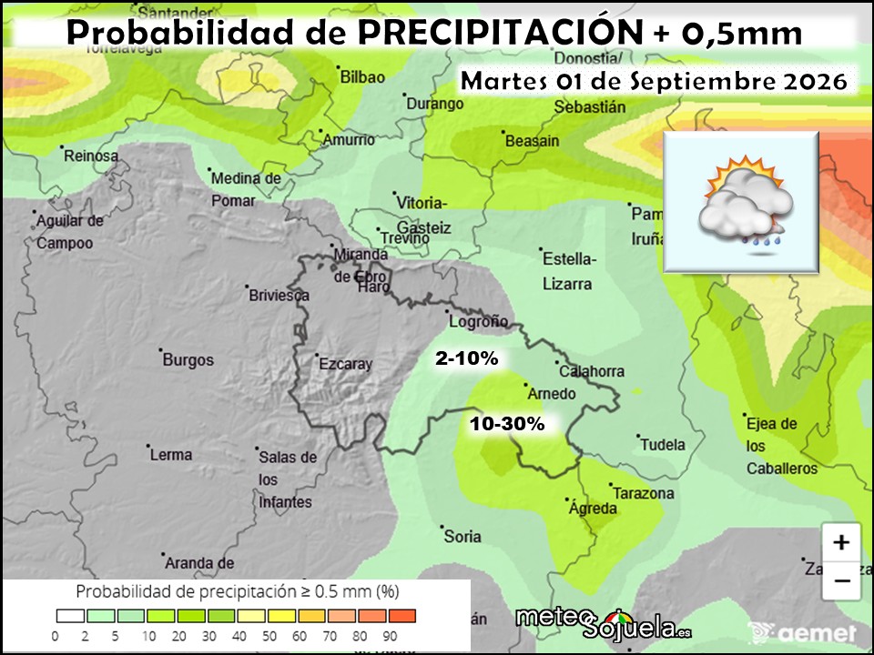 Probabilidad de precipitación según AEMET