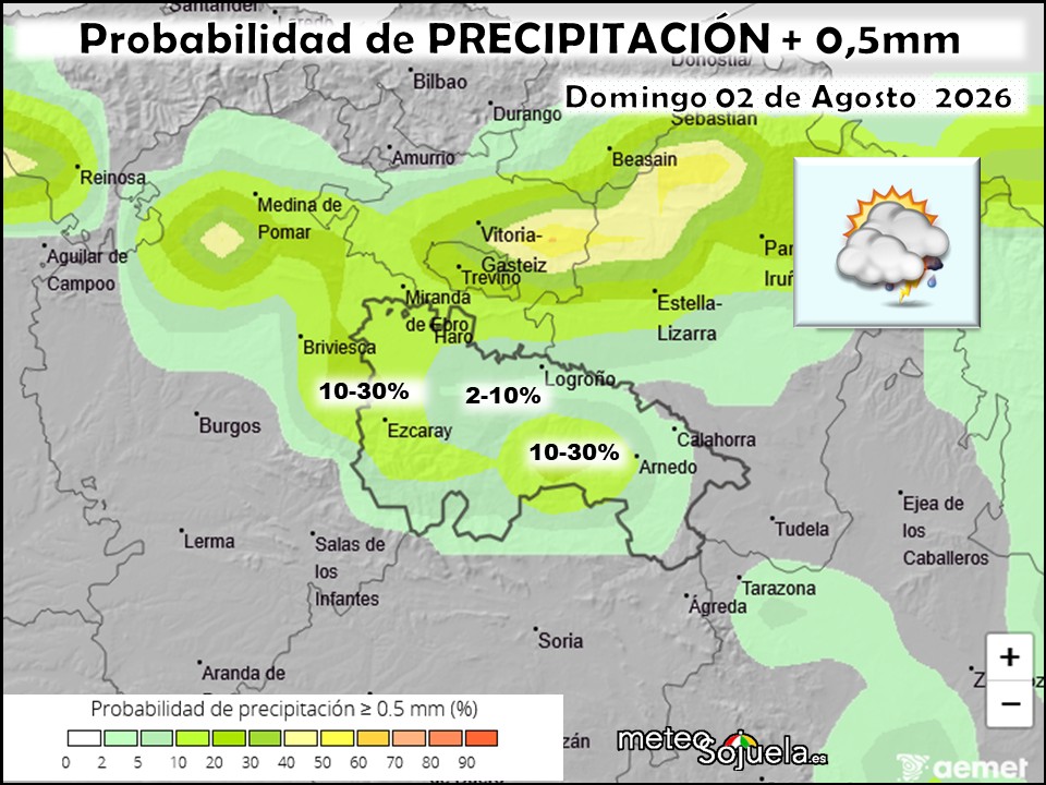 Probabilidad de precipitación según AEMET
