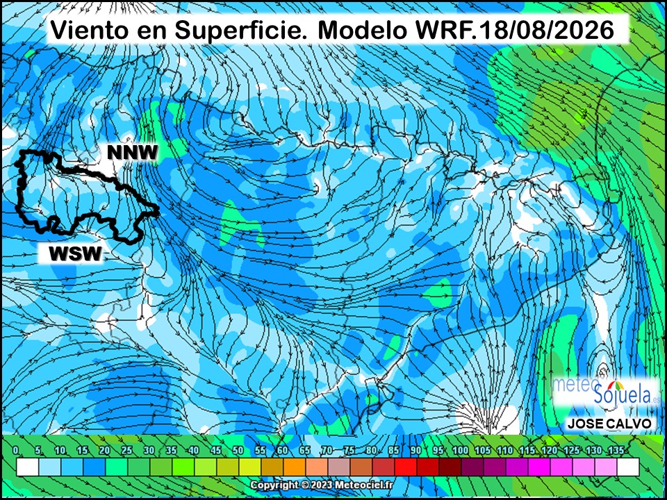 Viento en Superficie Modelo WRF Meteosojuela.