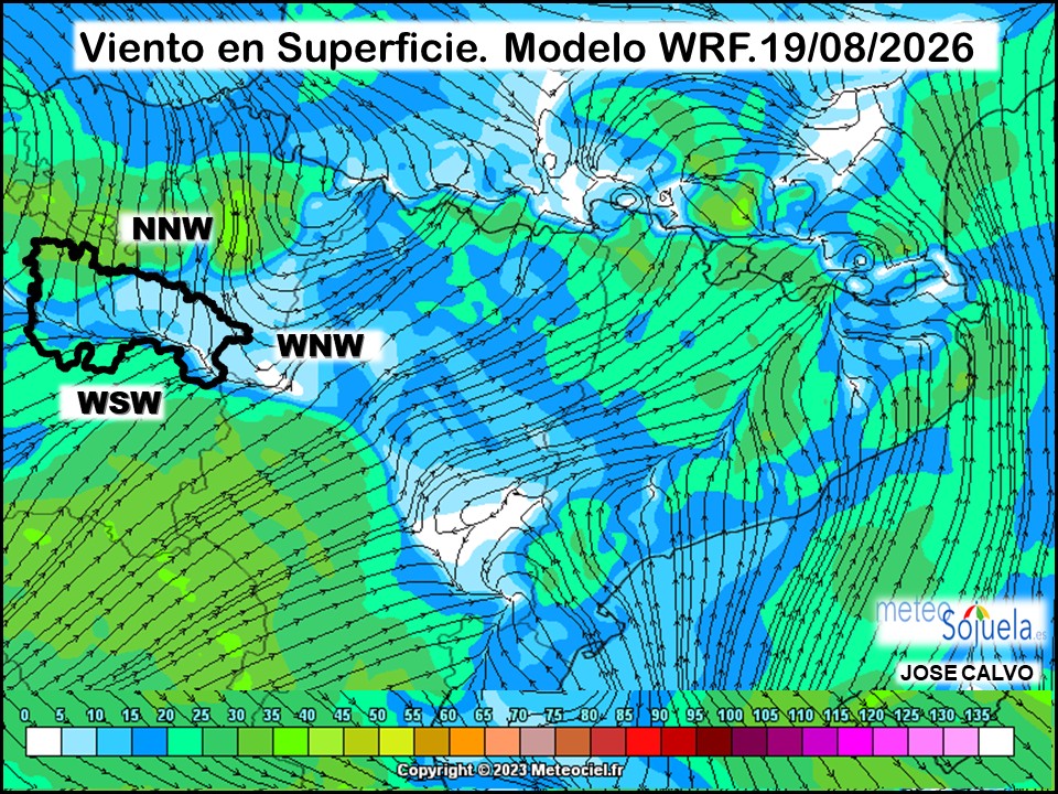 Viento en Superficie Modelo WRF Meteosojuela.