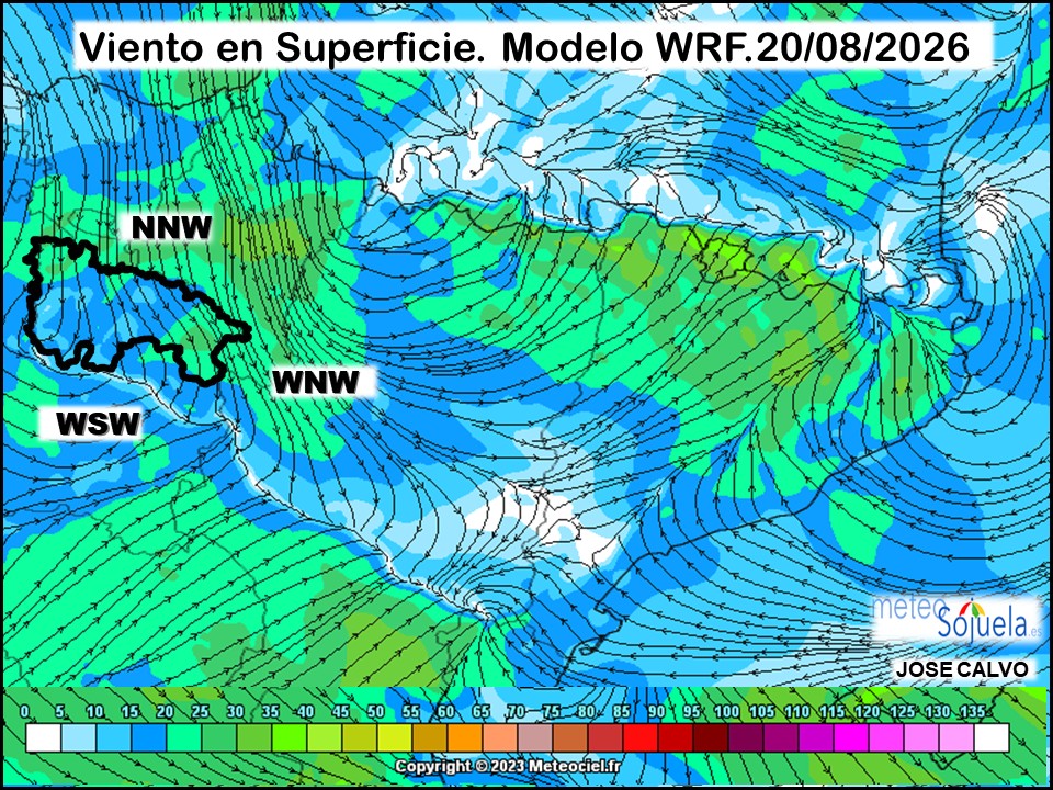 Viento en Superficie Modelo WRF Meteosojuela.