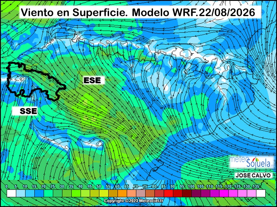 Viento en Superficie Modelo WRF Meteosojuela.