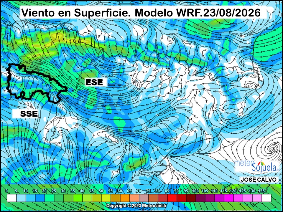 Viento en Superficie Modelo WRF Meteosojuela.