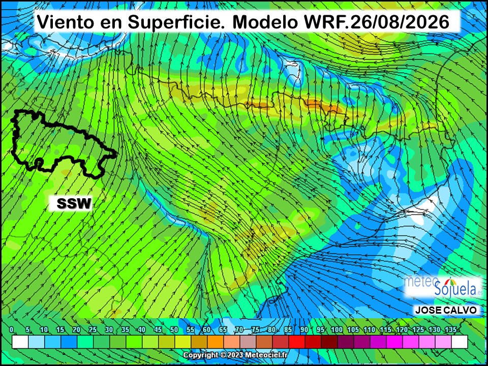 Viento en Superficie Modelo WRF Meteosojuela.