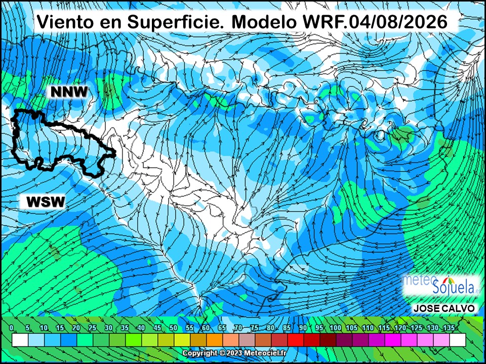 Viento en Superficie Modelo WRF Meteosojuela.