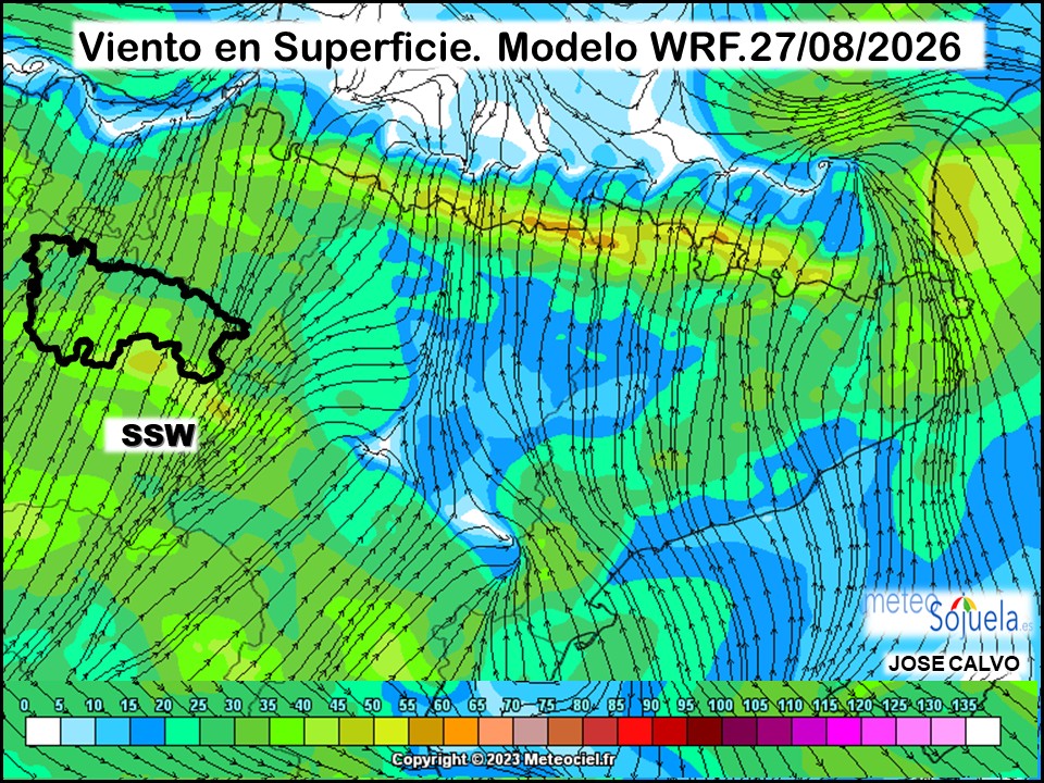 Viento en Superficie Modelo WRF Meteosojuela.