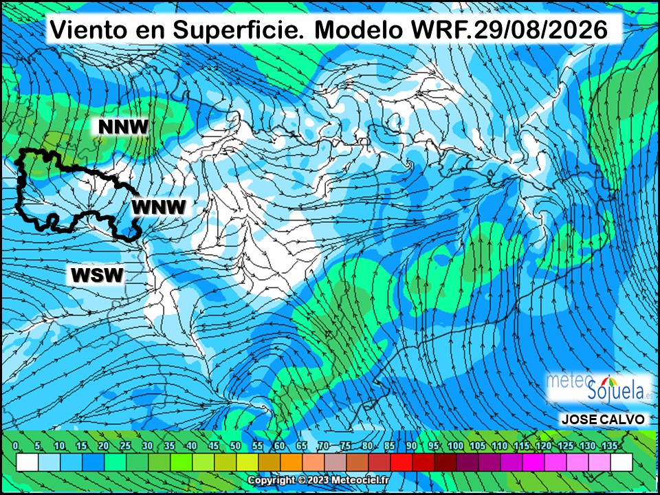 Viento en Superficie Modelo WRF Meteosojuela.