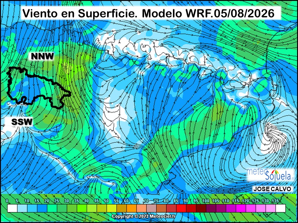Viento en Superficie Modelo WRF Meteosojuela.