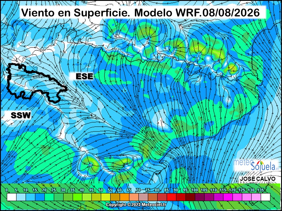 Viento en Superficie Modelo WRF Meteosojuela.