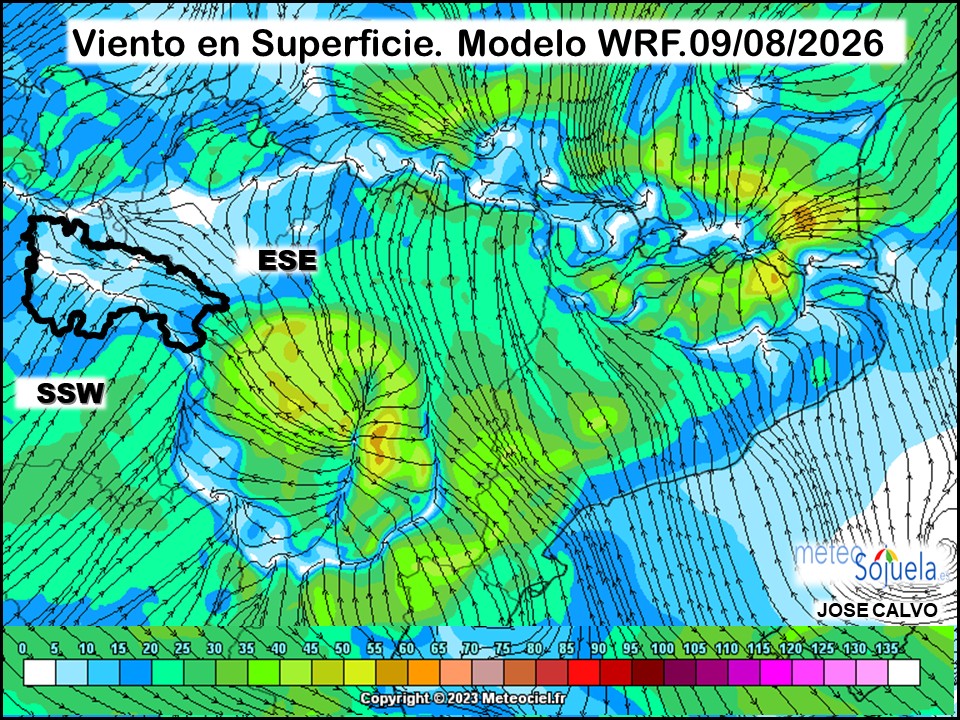 Viento en Superficie Modelo WRF Meteosojuela.
