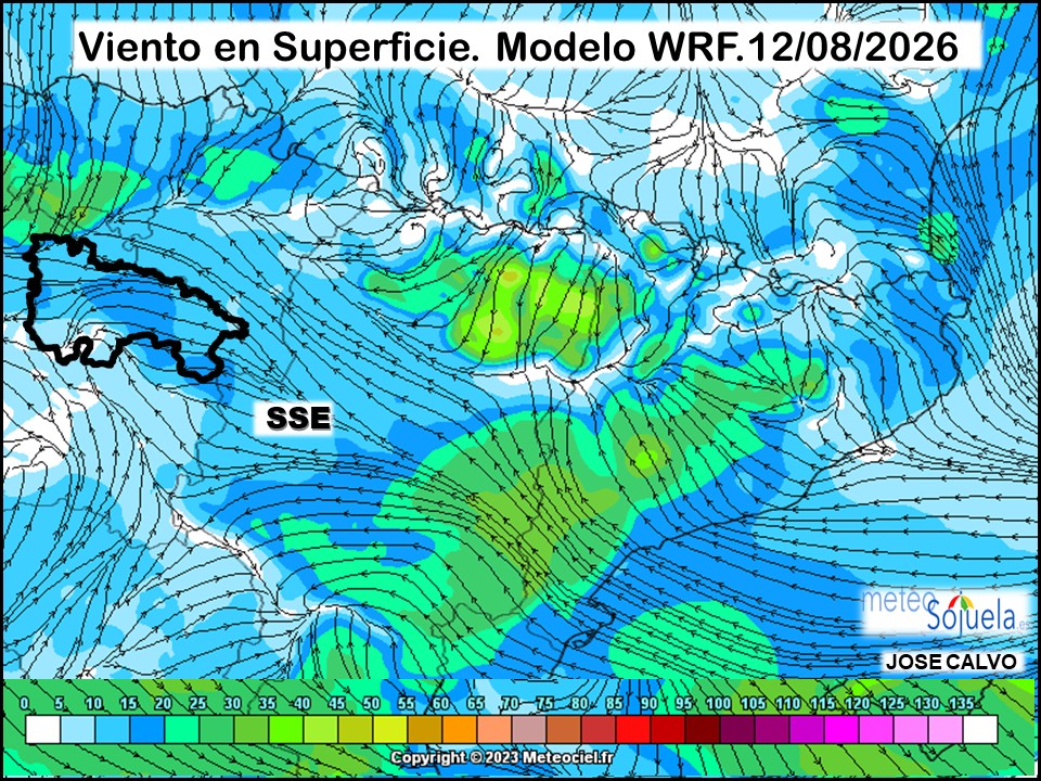 Viento en Superficie Modelo WRF Meteosojuela.