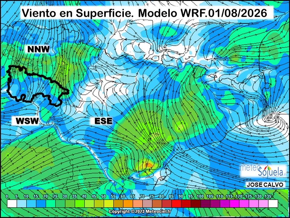 Viento en Superficie Modelo WRF Meteosojuela.