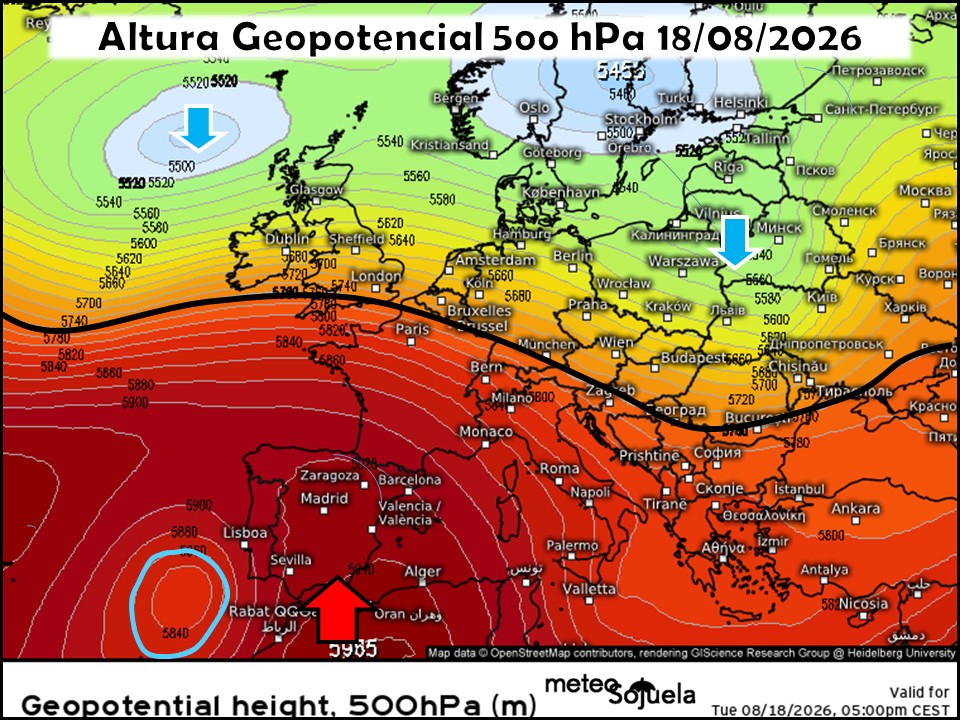 ´Dorsal y restos de aire frio en el SW