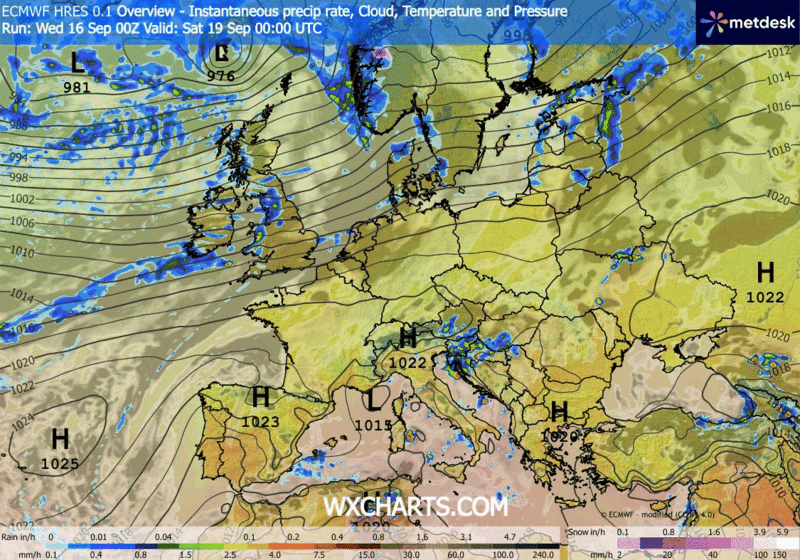 Animación Modelos de Centros de presión y borrascas GFS Europa. Meteosojuela La Rioja