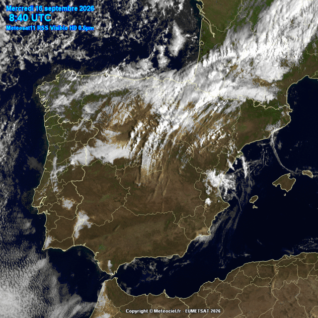 Animación imágenes satélite Meteosat. Frente y descarga postfrontal