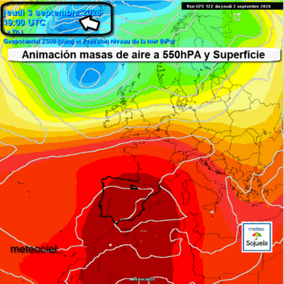 Animación Masas de aire 500hPa y Superficie. 2Meteosojuela