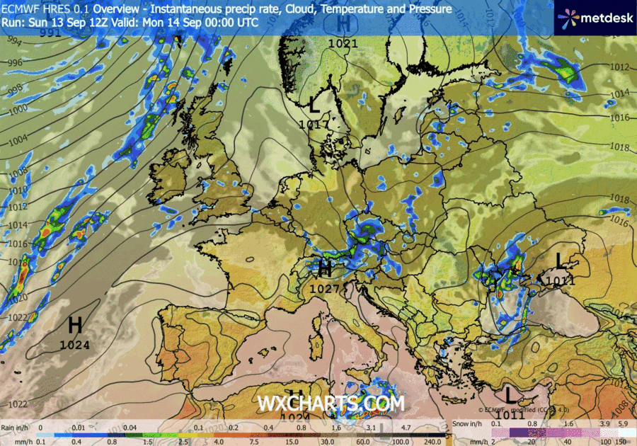 Animación Modelos de Centros de presión y borrascas GFS Europa. Meteosojuela La Rioja
