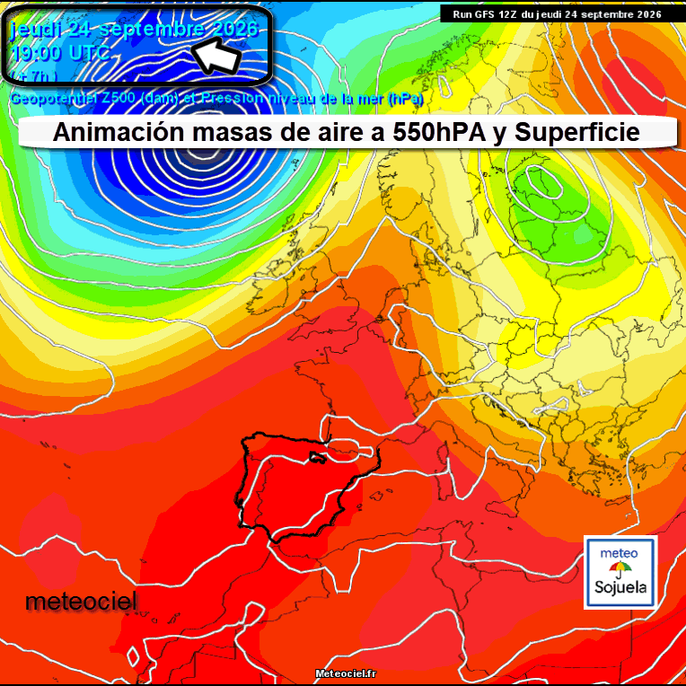 Animación Masas de aire 500hPa y Superficie. 2Meteosojuela
