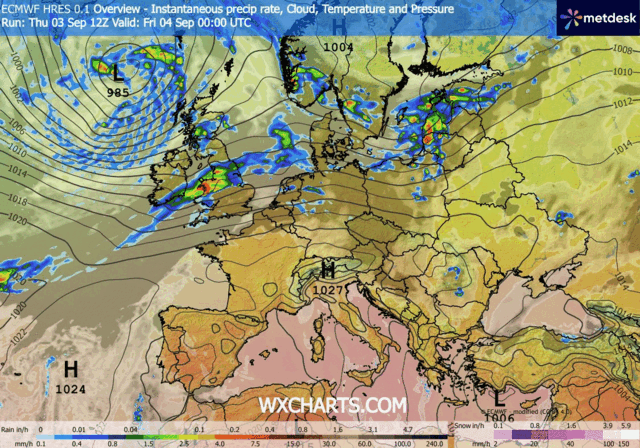 Animación Modelos de Centros de presión y borrascas GFS Europa. Meteosojuela La Rioja