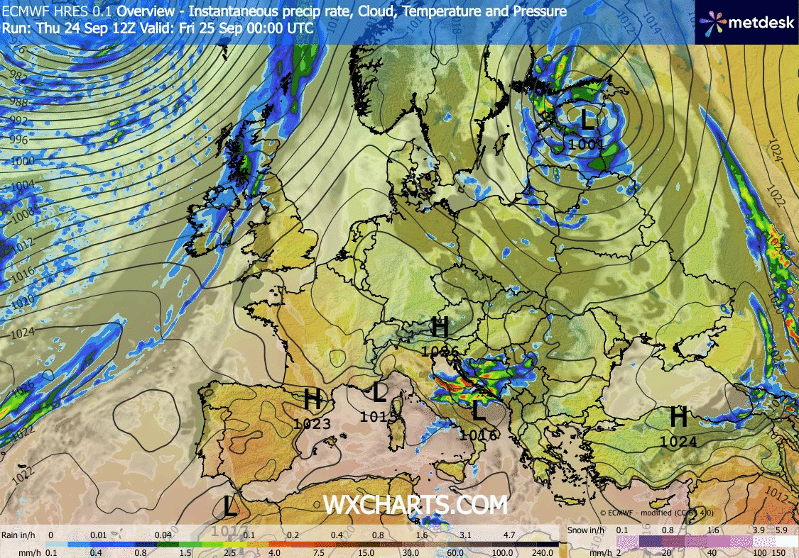 Animación de Modelos de Centros de presión y borrascas GFS Europa. Meteosojuela La Rioja