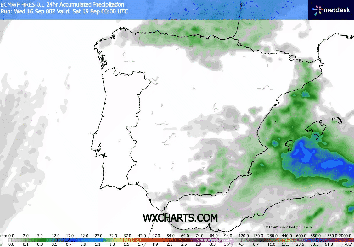 Animación de Modelos de Precipitación en 24h. Meteosojuela La Rioja