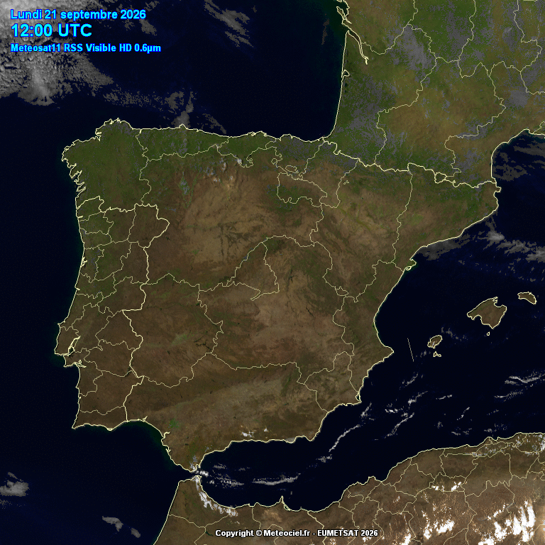 Animación imágenes satélite Meteosat. Cielos poco nubosos o despejados