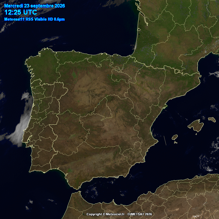 Animación imágenes satélite Meteosat. Cielos poco nubosos o despejados