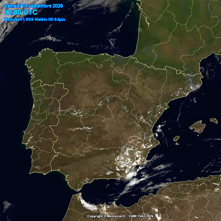 Animación imágenes satélite Meteosat. Cielos poco nubosos o despejados