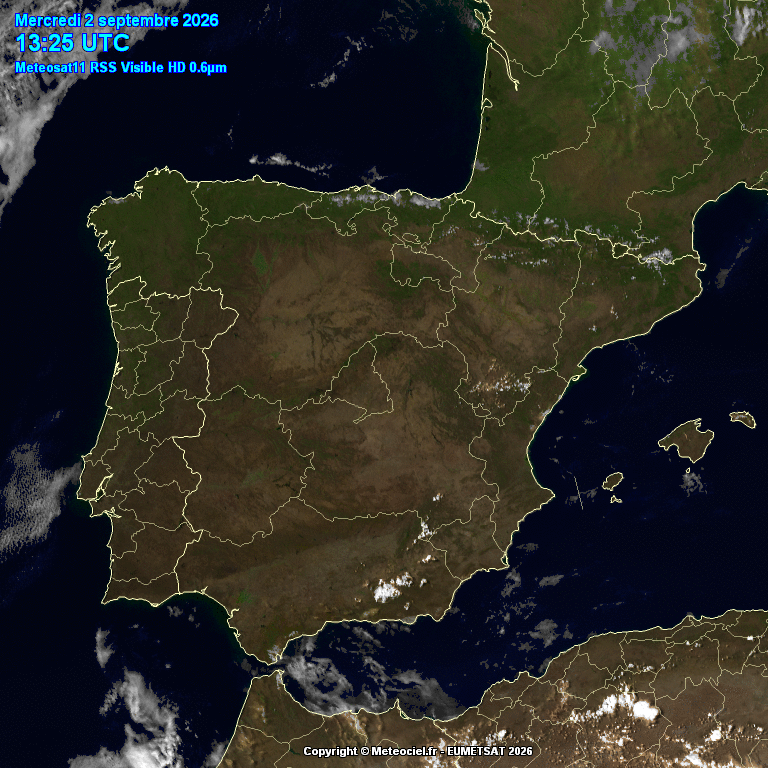 Imagen de satélite. Cielos poco nubosos o despejados