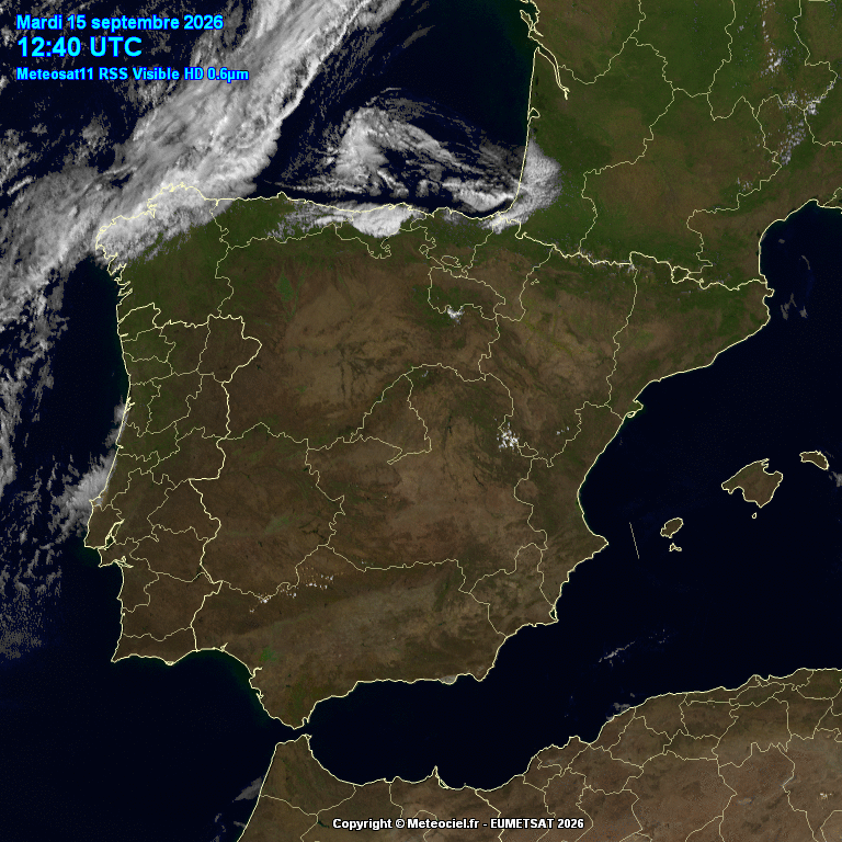 Animación imágenes satélite Meteosat. Frente alcanzando la península