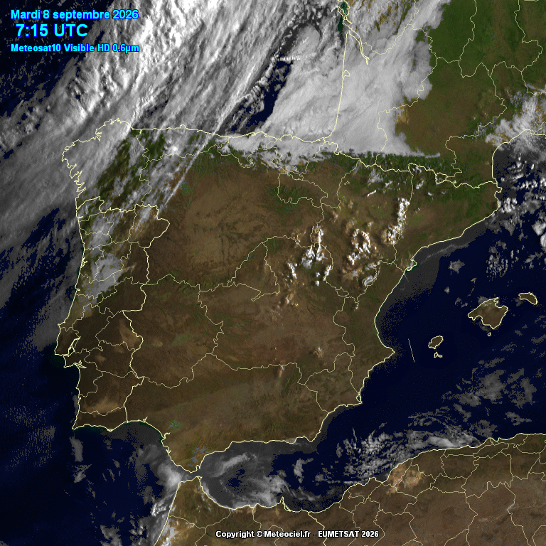 Animación imágenes satélite Meteosat. Frente alcanzando la península