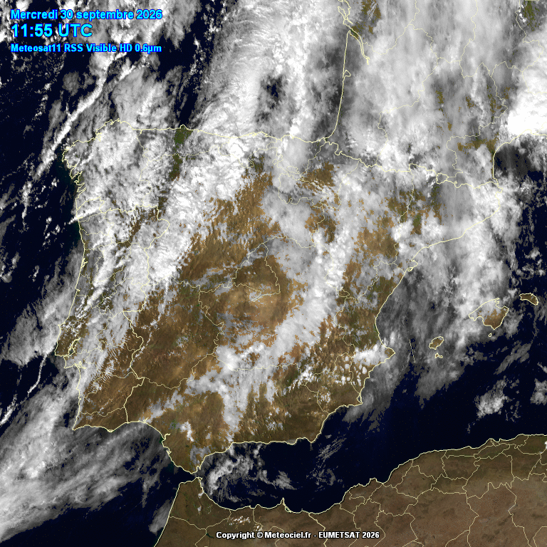 Animación imágenes satélite Meteosat. Frentes alcanzando la península