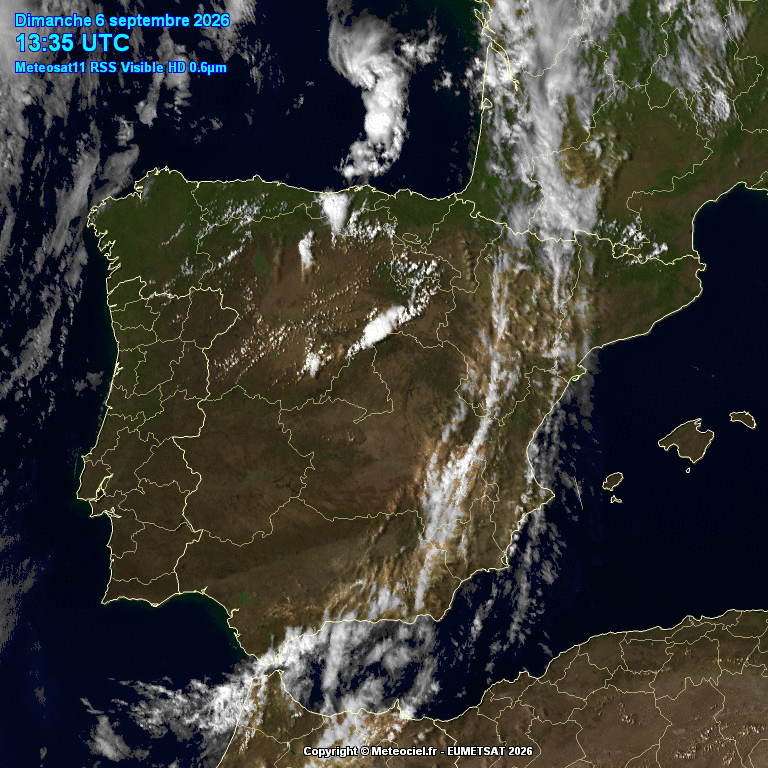 Animación imágenes satélite Meteosat. Nubosidad variable y tormentas